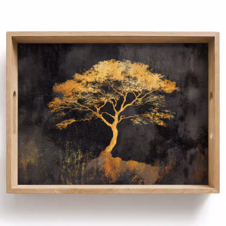 Vassoio - Albero - Pittura - Oro - Astratto — 1