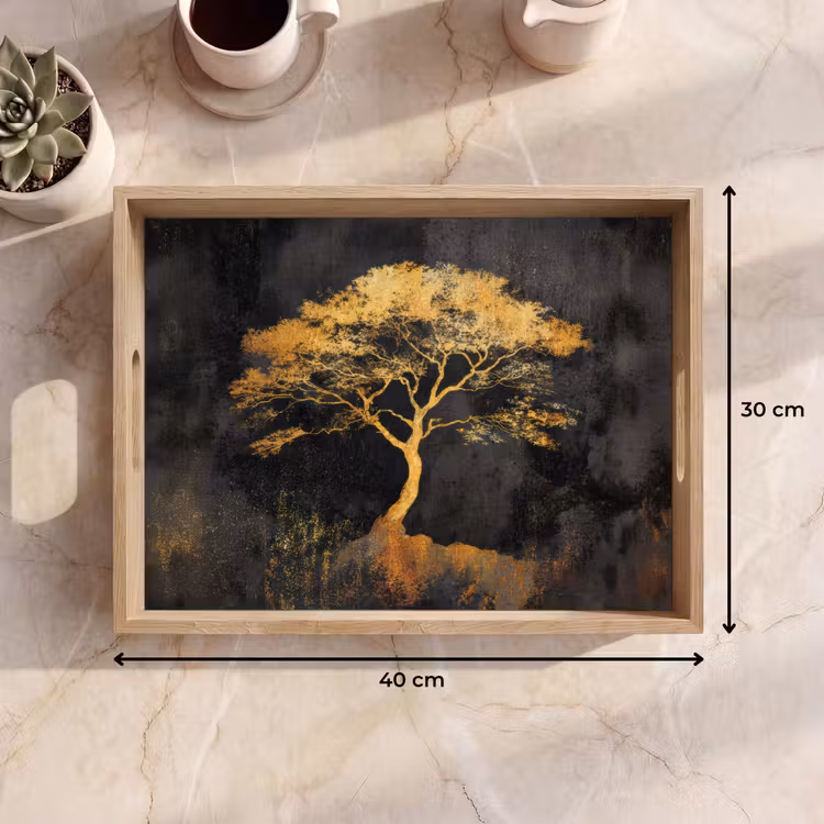 Vassoio - Albero - Pittura - Oro - Astratto — 7