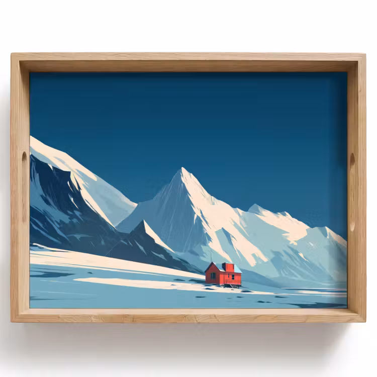 Vassoio - Casa - Paesaggio di montagna - Neve — 1