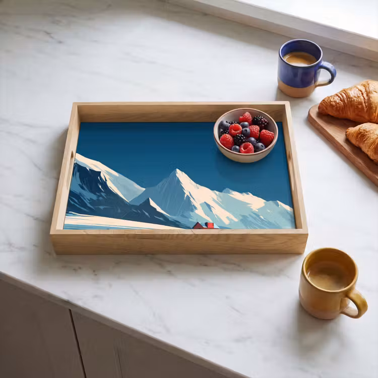 Vassoio - Casa - Paesaggio di montagna - Neve — 3
