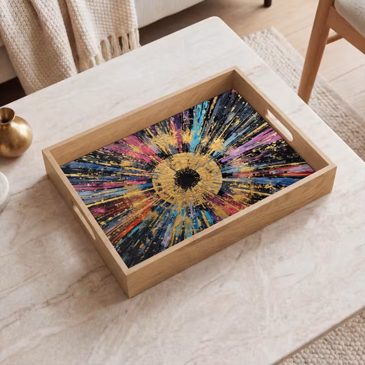 Vassoio - Esplosione - Oro - Colorato - Astratto — 2