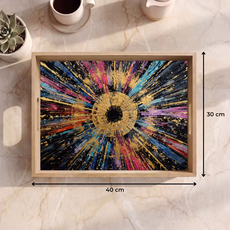 Vassoio - Esplosione - Oro - Colorato - Astratto — 7
