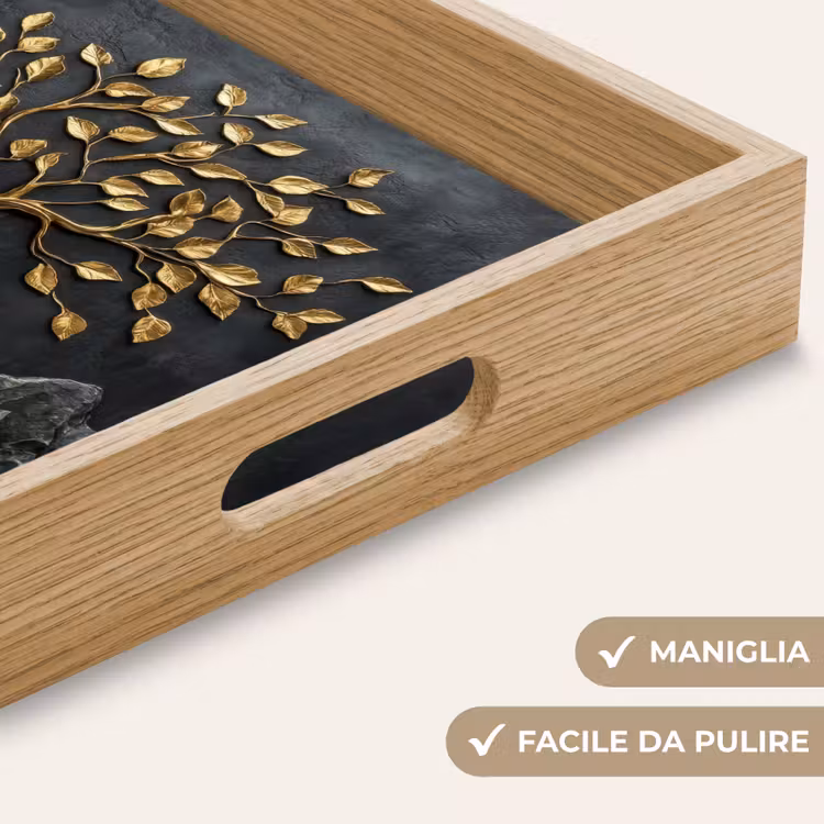 Vassoio - Foglie - Oro - Albero - Roccia — 8