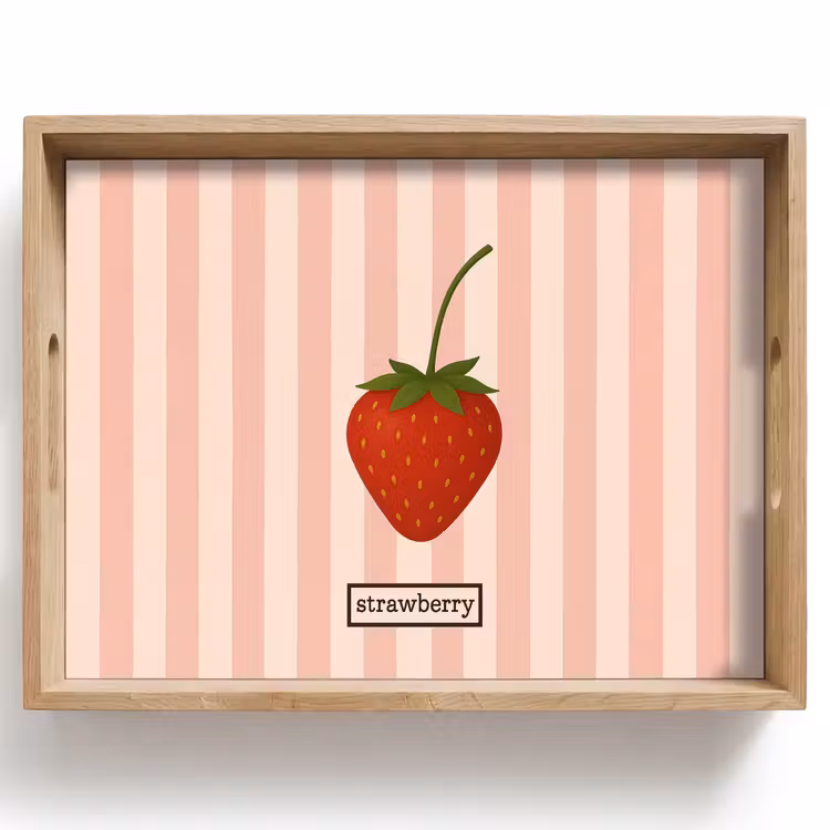 Vassoio - Fragola - Strisce - Minimalista - Rosso — 1