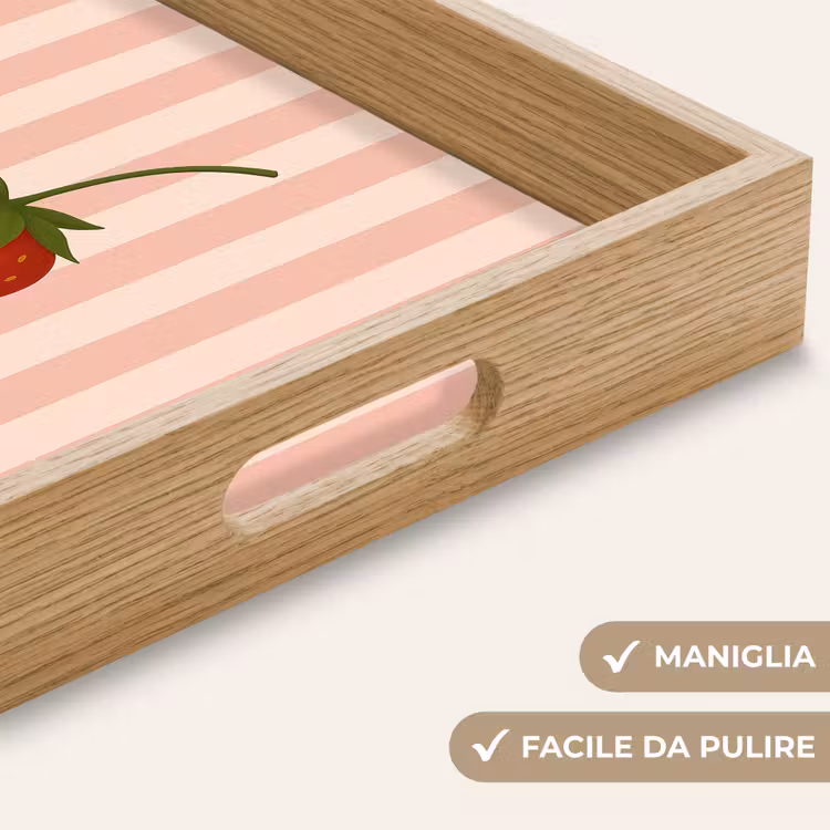 Vassoio - Fragola - Strisce - Minimalista - Rosso — 8