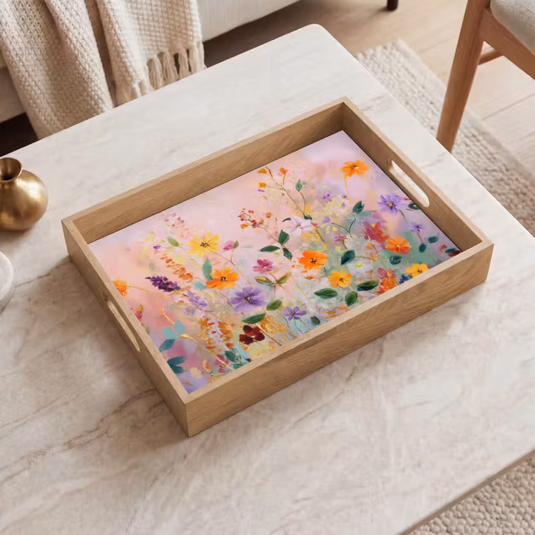 Vassoio - Pittura - Fiori - Astratto - Colorato — 2