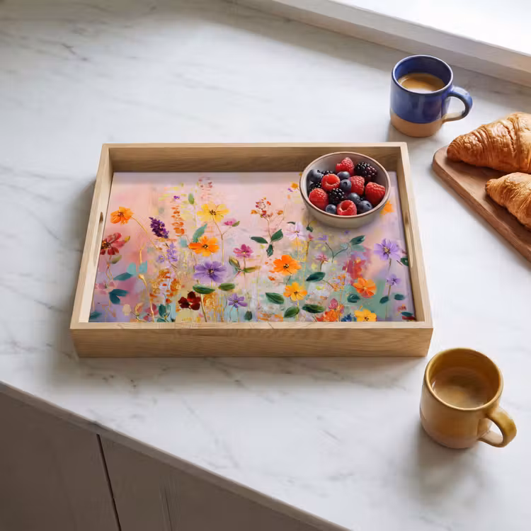 Vassoio - Pittura - Fiori - Astratto - Colorato — 3