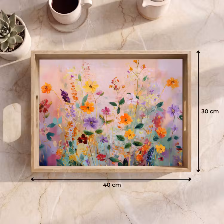 Vassoio - Pittura - Fiori - Astratto - Colorato — 7
