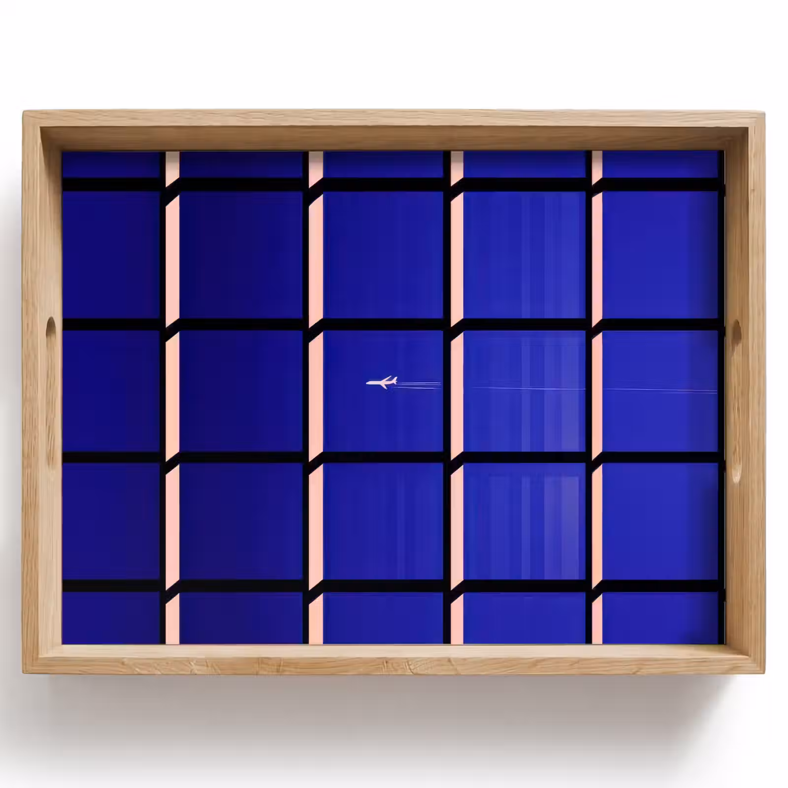 Vassoio - Aeroplano - Plaid - Blu - Rettangolare — 1