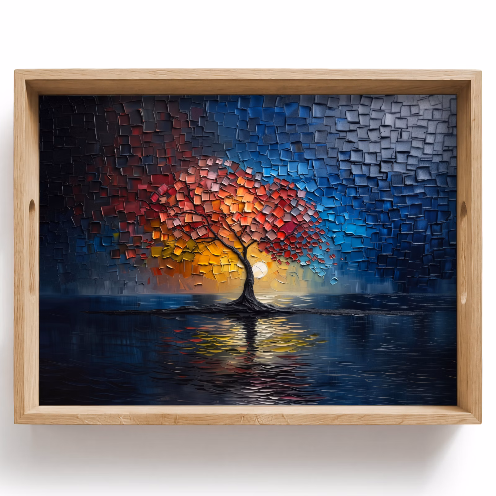 Vassoio - Albero - Blu - Foglie - Scatole — 1