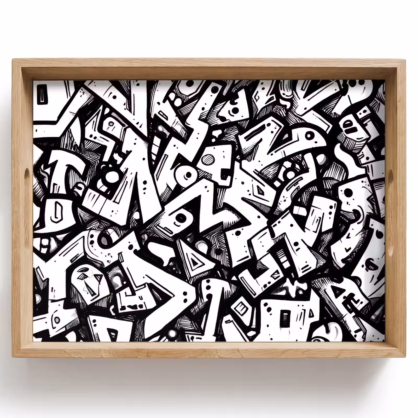Vassoio - Forme - Lettere - Graffiti - Nero — 1