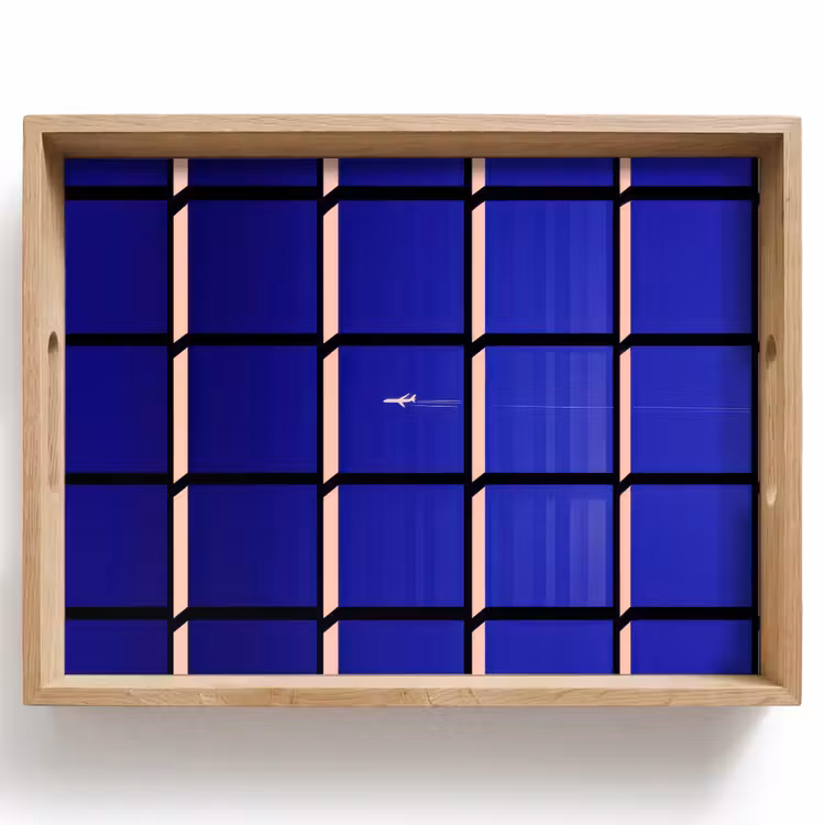 Vassoio - Aeroplano - Plaid - Blu - Rettangolare — 1