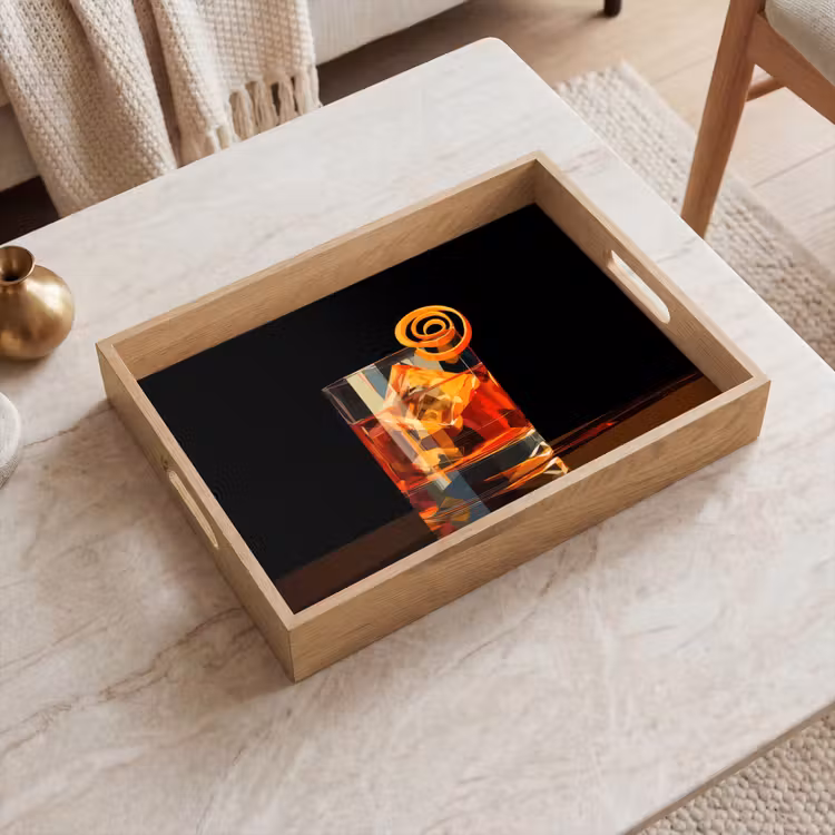Vassoio - Bicchiere - Cubetti di ghiaccio - Da bere - Marrone — 2