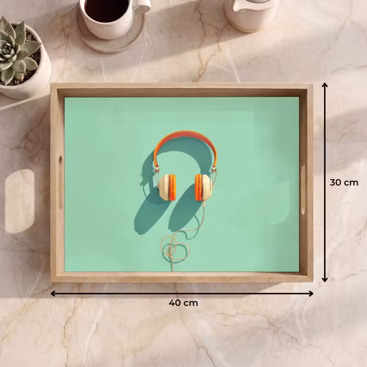 Vassoio - Cuffie - Arancione - Cavo - Minimalista — 7