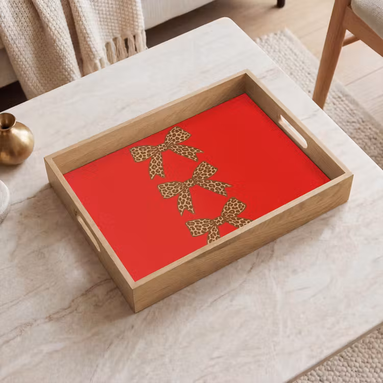 Vassoio - Fiocchi - Stampa pantera - Rosso — 2