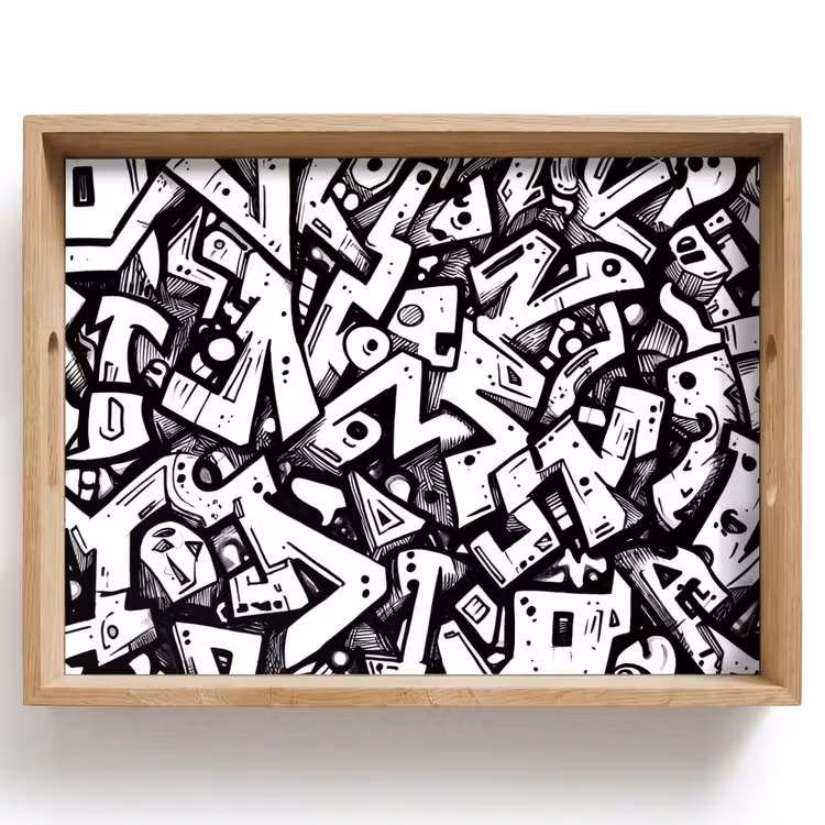 Vassoio - Forme - Lettere - Graffiti - Nero — 1