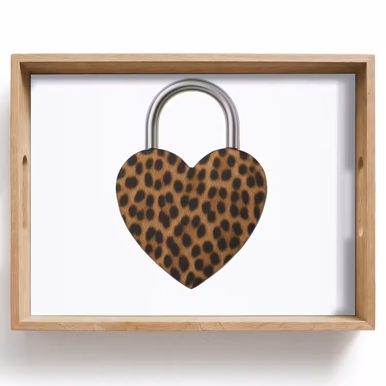 Vassoio - Serratura - A forma di cuore - Marrone - Stampa pantera — 1