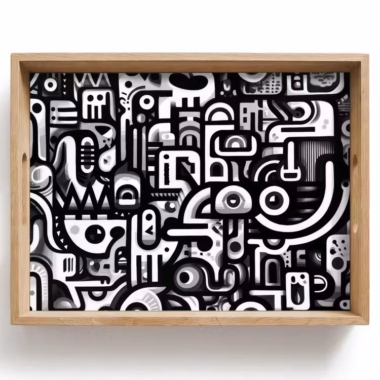 Vassoio - Simboli - Astratto - Grafico - Nero — 1