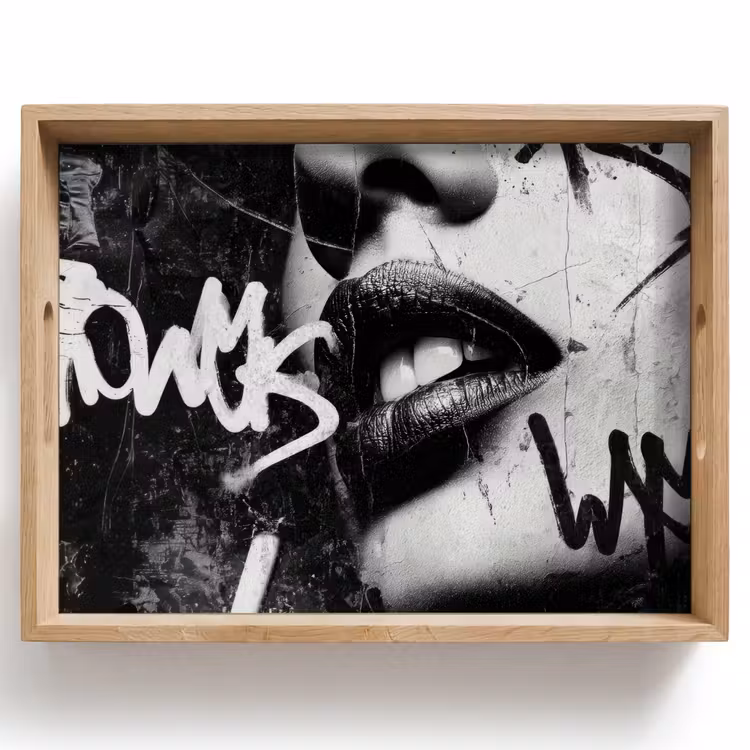 Vassoio - Viso - Bocca - Graffiti - Nero — 1