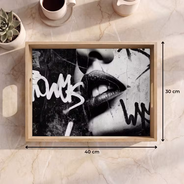 Vassoio - Viso - Bocca - Graffiti - Nero — 7