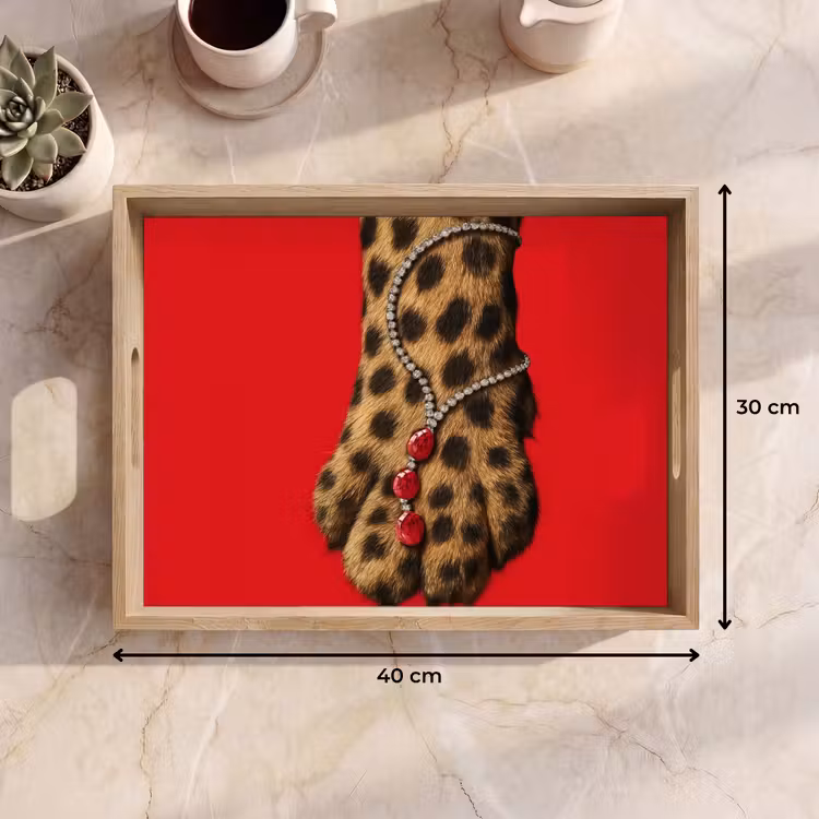 Vassoio - Zampa - Leopardo - Catena - Pietre preziose — 7