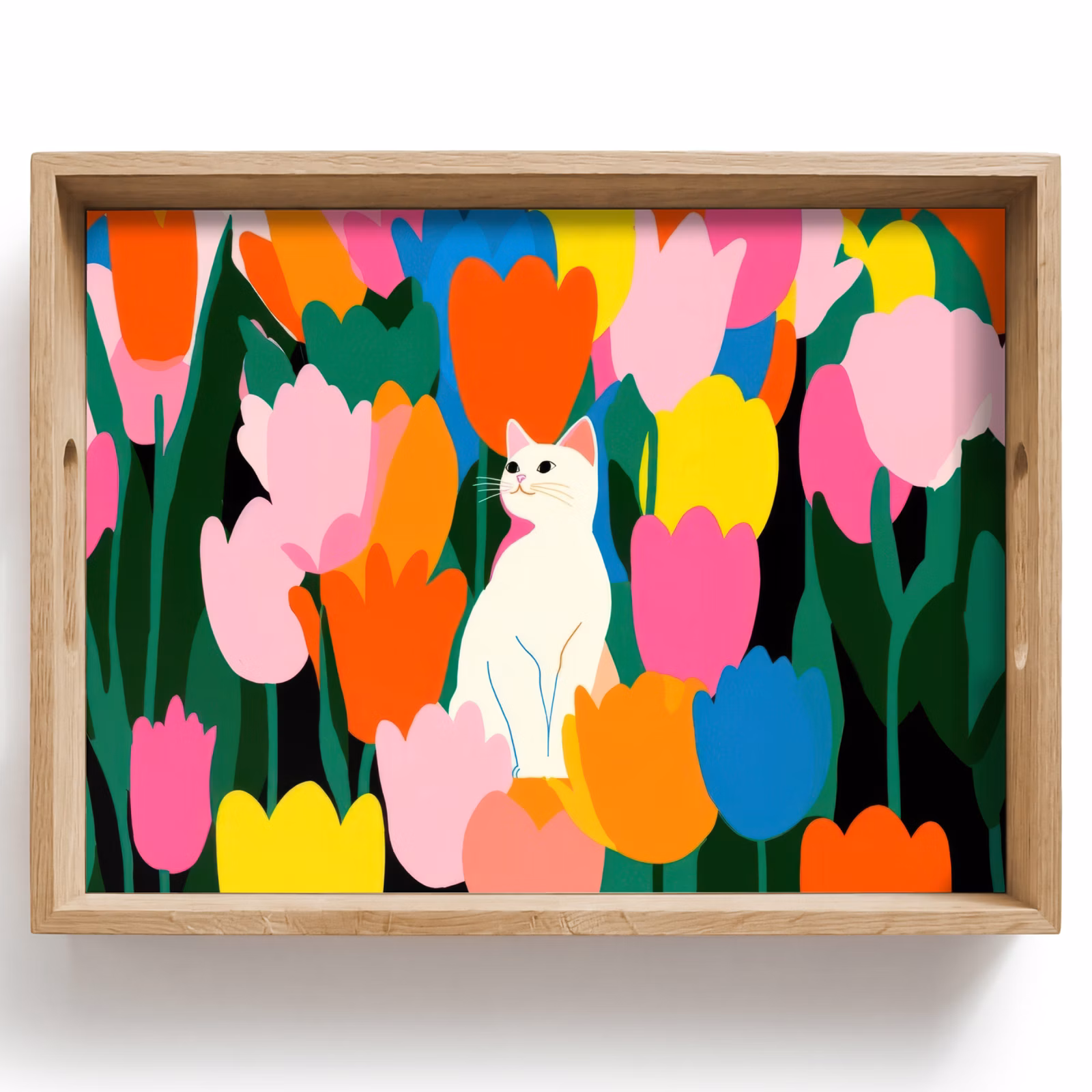Vassoio - Tulipani - Gatto - Colorato — 1