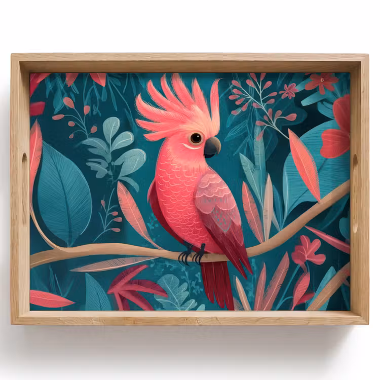 Vassoio - Cacatua - Foglie tropicali - Ramo — 1