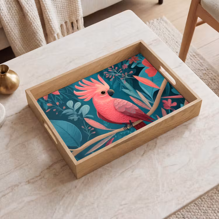 Vassoio - Cacatua - Foglie tropicali - Ramo — 2