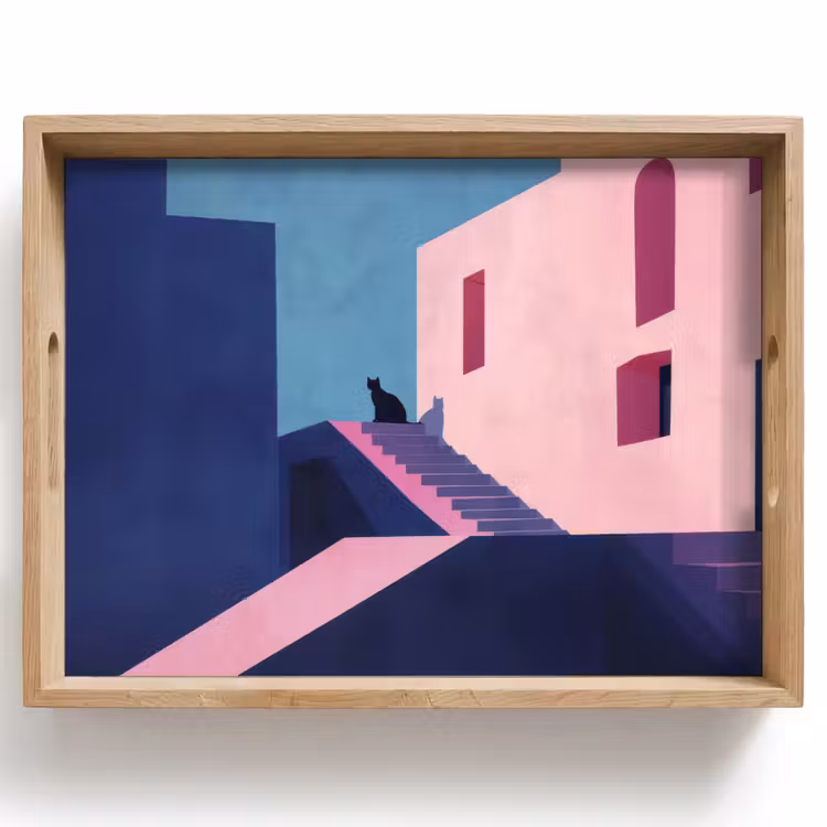 Vassoio - Gatto - Scale - Edifici - Contrasti d'ombra — 1