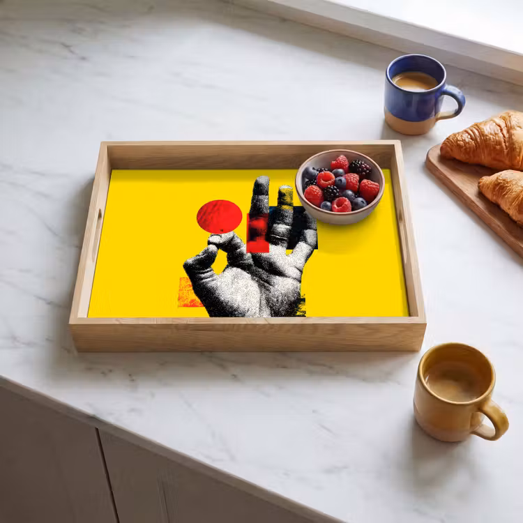 Vassoio - Mano - Cerchio rosso - Giallo — 3