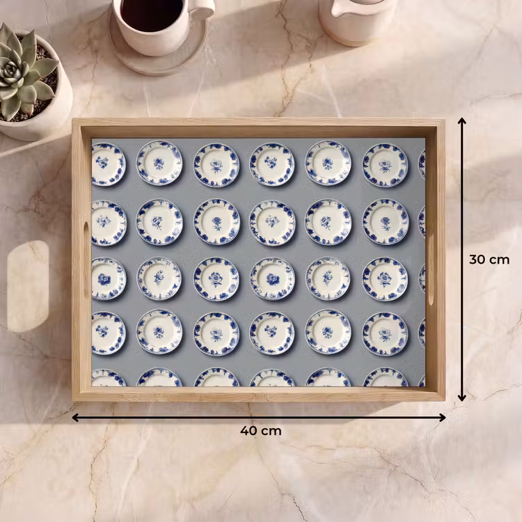 Vassoio - Segni - Fiori - Blu - Bianco — 7