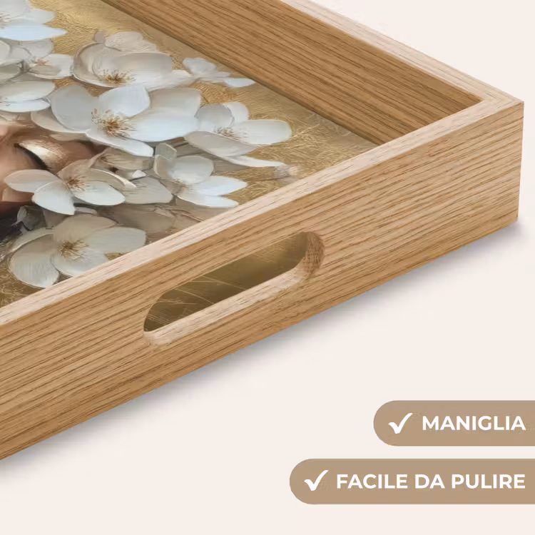 Vassoio - Volto - Fiori - Oro - Astratto — 8