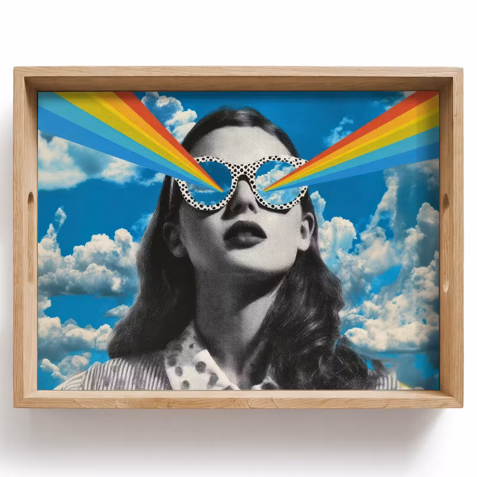 Vassoio - Donna - Occhiali - Arcobaleno - Nuvole — 1