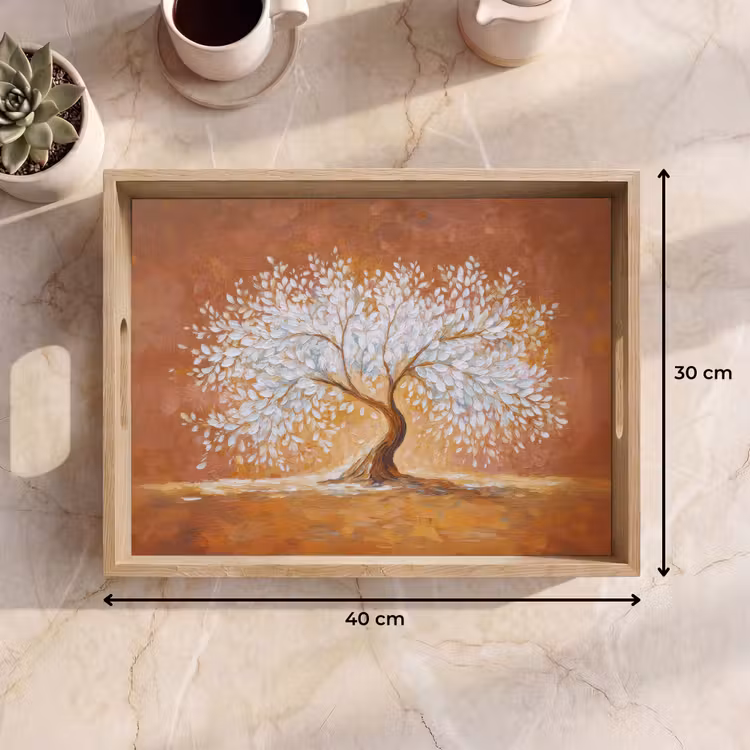 Vassoio - Astratto - Albero - Bianco - Foglie — 7