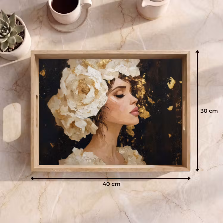 Vassoio - Astratto - Donna - Fiori - Bianco — 7