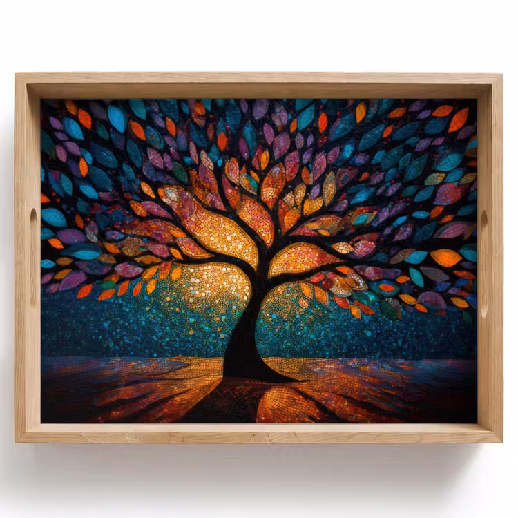 Vassoio - Mosaico - Colorato - Albero - Rami — 1