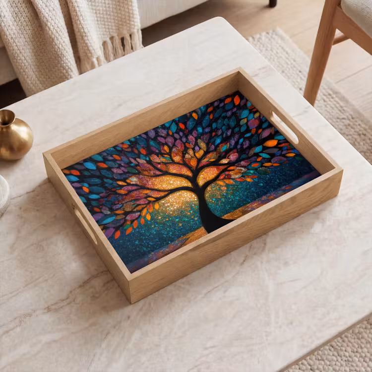 Vassoio - Mosaico - Colorato - Albero - Rami — 2
