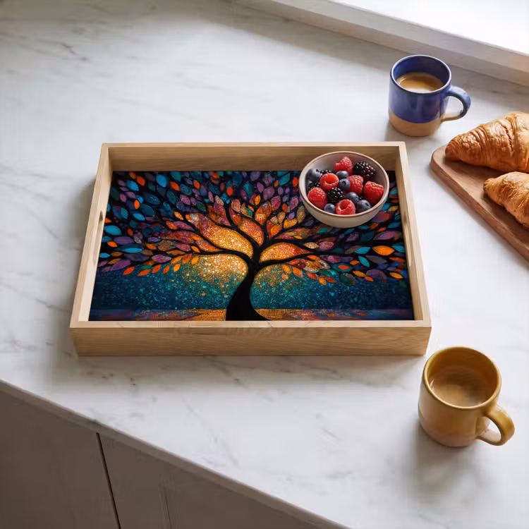 Vassoio - Mosaico - Colorato - Albero - Rami — 3