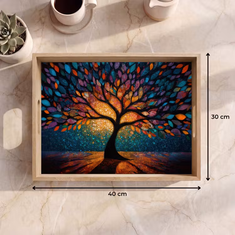 Vassoio - Mosaico - Colorato - Albero - Rami — 7