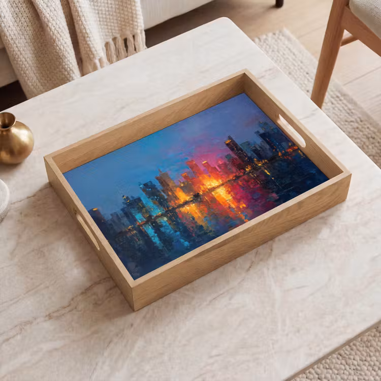 Vassoio - Skyline - Pennellate - Blu scuro - Luminoso — 2