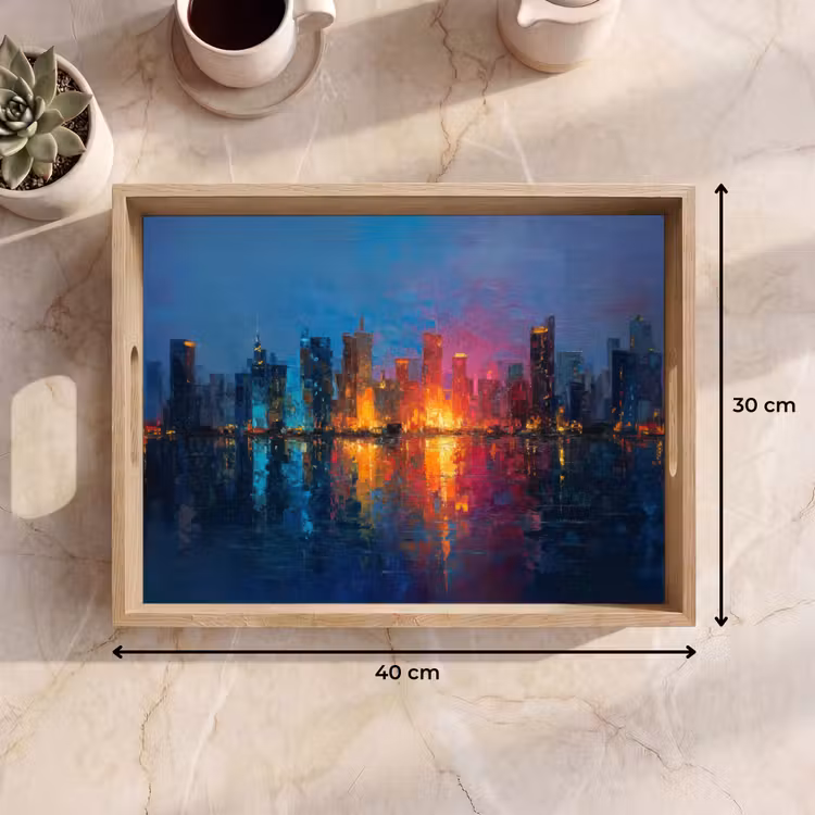 Vassoio - Skyline - Pennellate - Blu scuro - Luminoso — 7