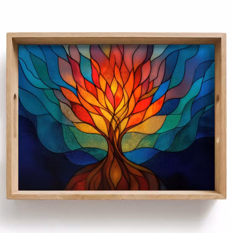 Vassoio - Vetro ornamentale - Albero - Rosso - Appartamenti — 1