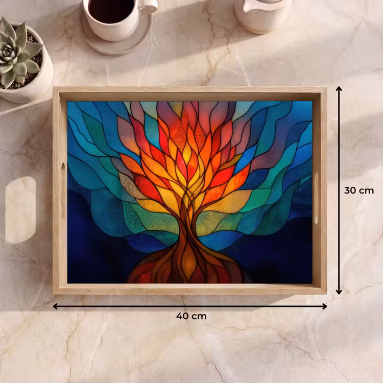 Vassoio - Vetro ornamentale - Albero - Rosso - Appartamenti — 7