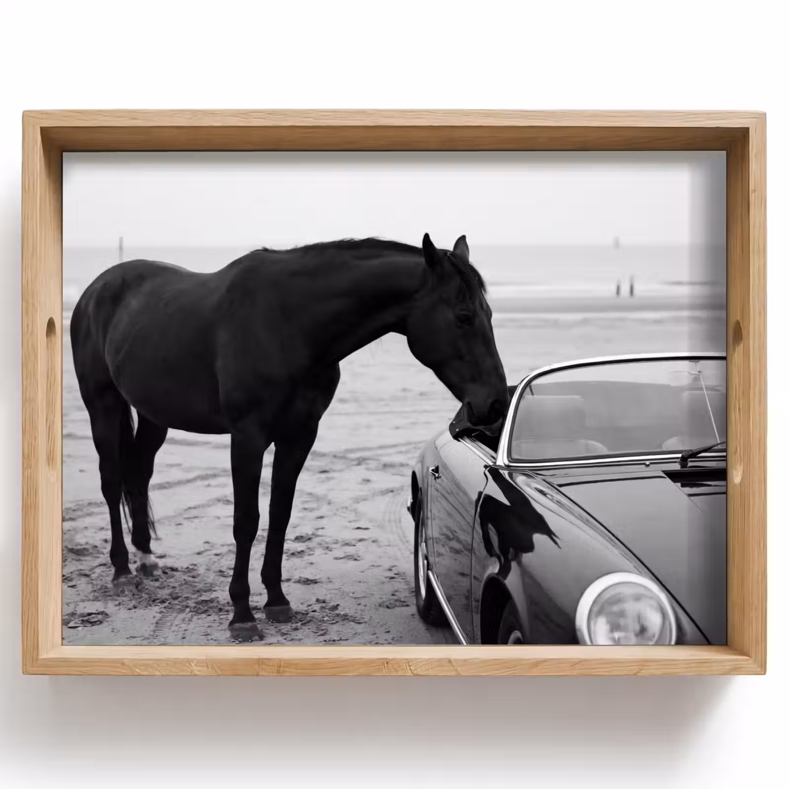 Vassoio - Cavallo - Auto - Nero - Bianco — 1
