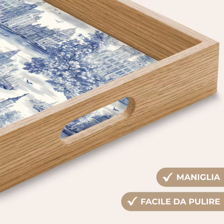 Vassoio - Case - Alberi - Acqua - Uccelli - Blu — 8