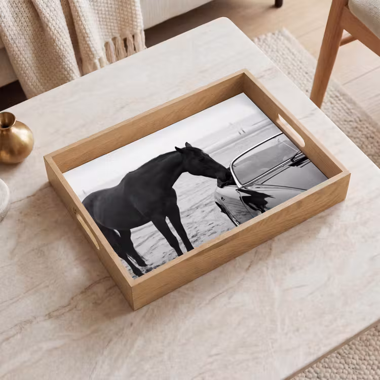 Vassoio - Cavallo - Auto - Nero - Bianco — 2