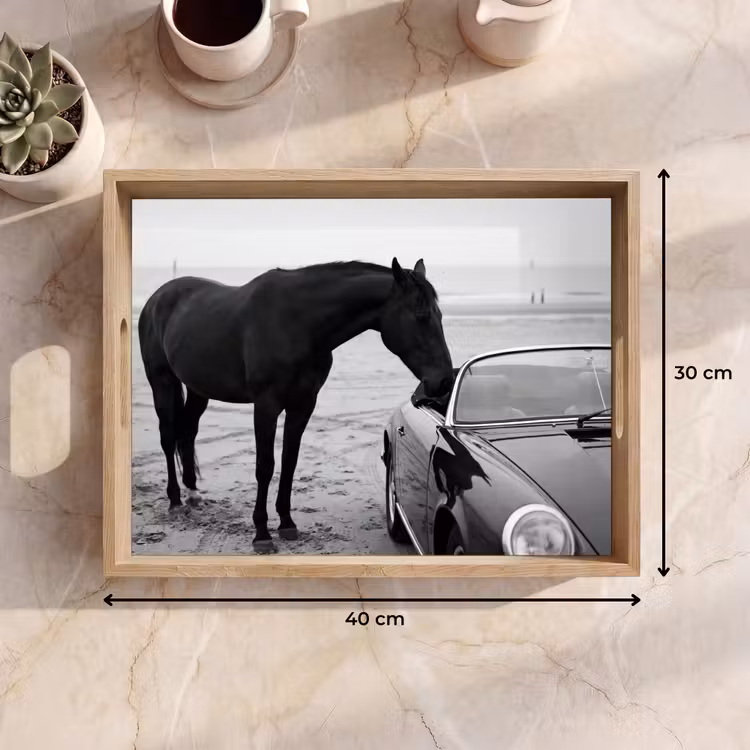 Vassoio - Cavallo - Auto - Nero - Bianco — 7
