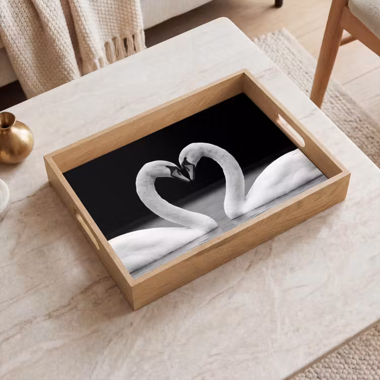 Vassoio - Cigni - Cuore - Nero - Bianco — 2