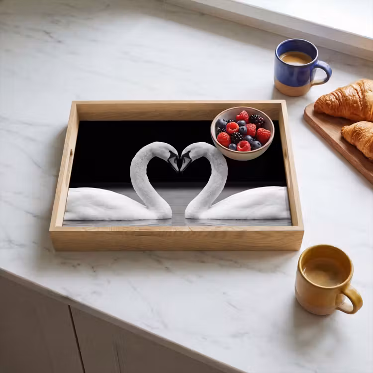 Vassoio - Cigni - Cuore - Nero - Bianco — 3