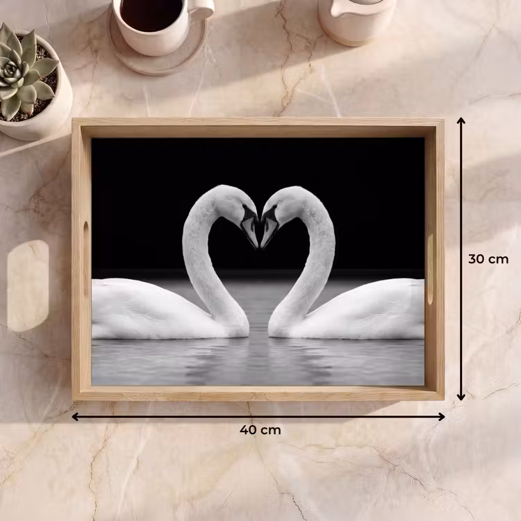 Vassoio - Cigni - Cuore - Nero - Bianco — 7
